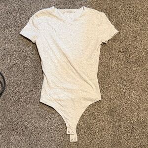 Abercrombie & Fitch Light Heather Gray Short Sleeve Bodysuit